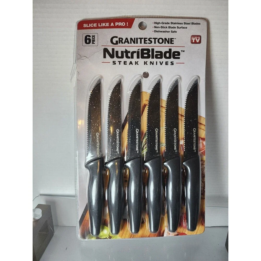 Granitestone - NutriBlade - Steak Knives - Stainless Steel - 6 Piece Easy Grip